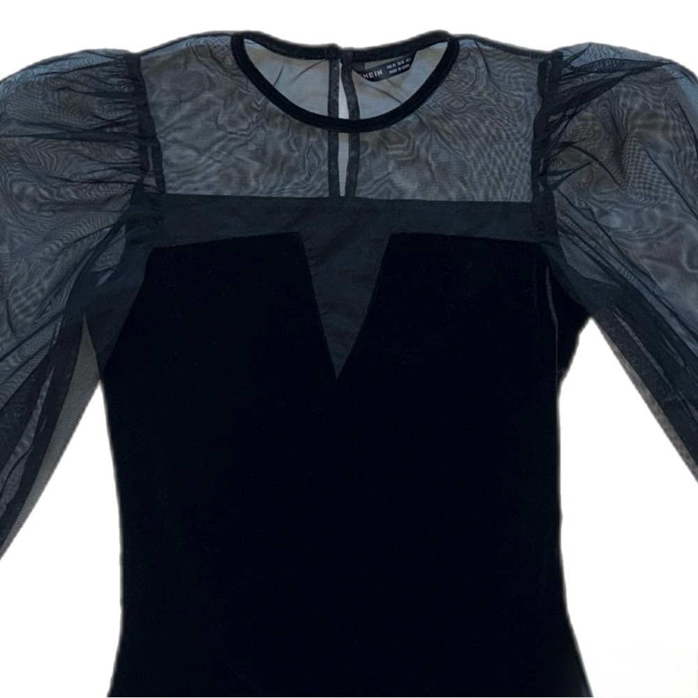 SHEIN Black Sheer Sleeve Blouse